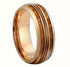 Men 8mm Tungsten Guitar String Whisky Barrel Wood Inlay Engagement Wedding Band